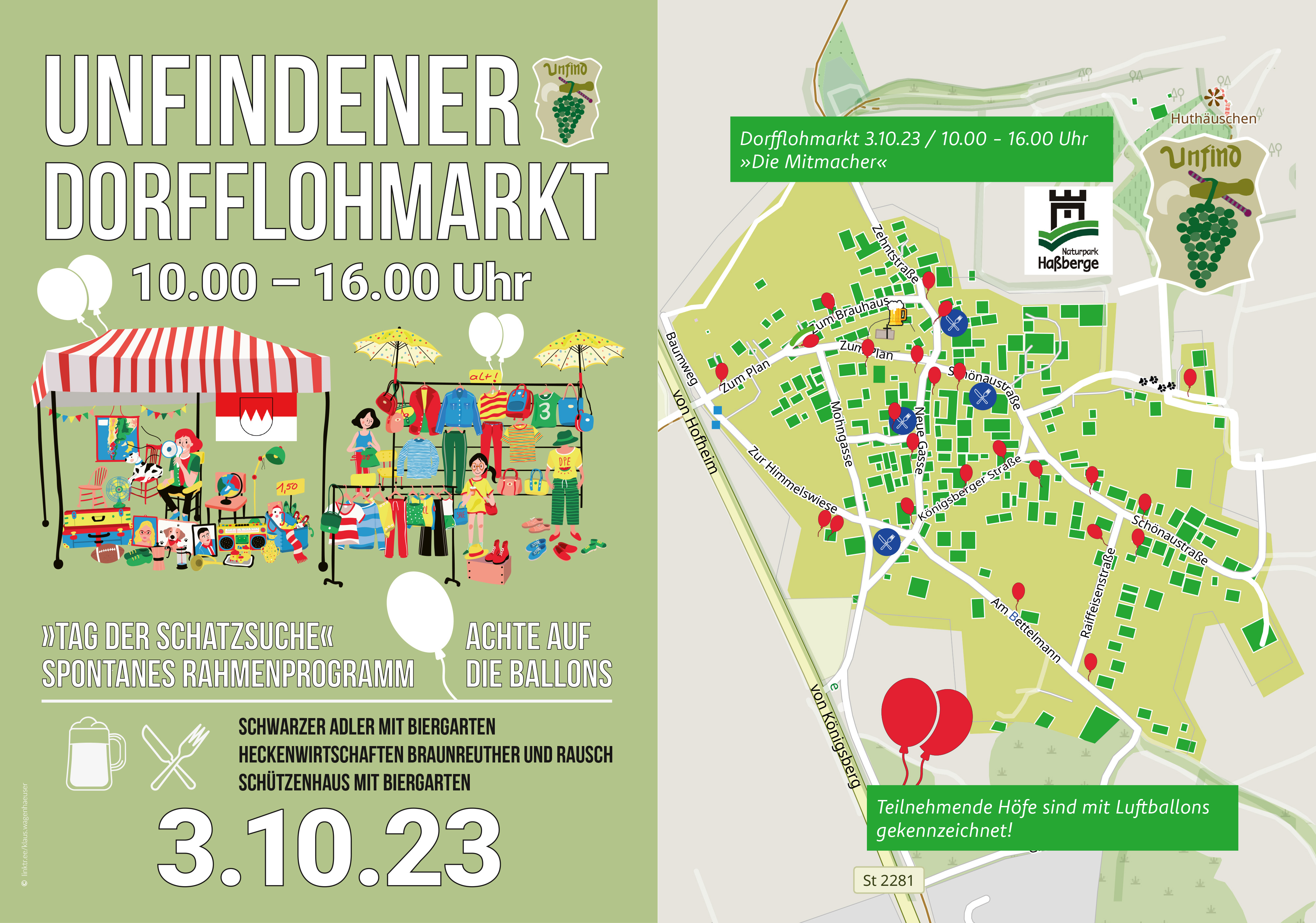 Unfindener Dorfflohmarkt am 03.10.2023 von 10:00-16:00 Uhr mit "Tag der offenen Tür" beim SVU